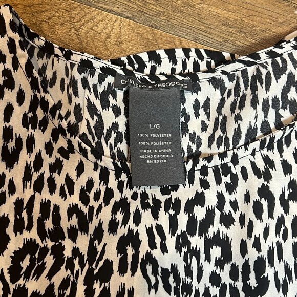 Chelsea & Theodore Snow Leopard Print Blouse — Black & White, Women’s L/G - Picture 6 of 7